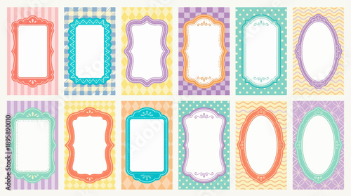 Pastel decorative label frames and tags collage in various shapes for crafts, invitations, scrapbooking and design projects