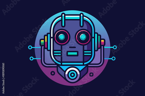 futuristic chatbot circuit head icon