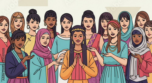 Woman's face with flowers and leaves on her head green eyes and hand under chin symbolizing growth and harmony with nature