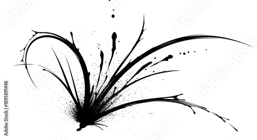 This abstract ink splash grass illustration combines organic brush strokes with natural grass elements to create a dynamic artistic composition. The design blends nature and abstract art, making it su