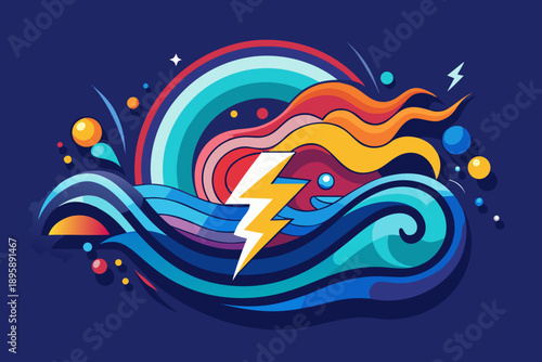 creative energy origin colorful wave icon