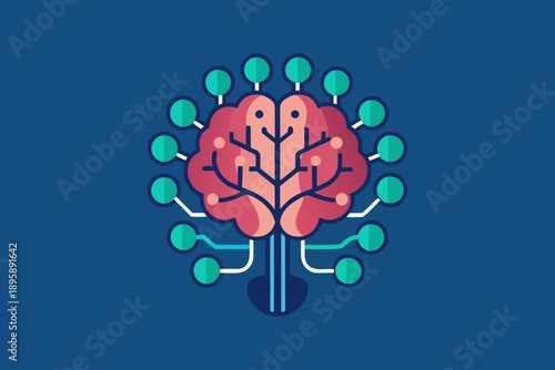 branching neural tree brain icon