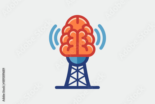 brain signal broadcasting tower icon