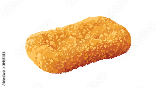 Golden brown crispy chicken nugget with breaded texture shown in a simple flat style food illustration for snacks.