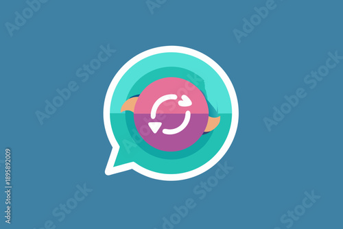 chat bubble feedback arrows icon