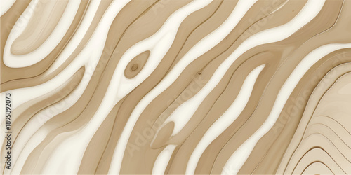 Seamless brown wood texture background featuring organic zebra stripes and geometric wave patterns for a nature-inspired animal skin wallpaper design