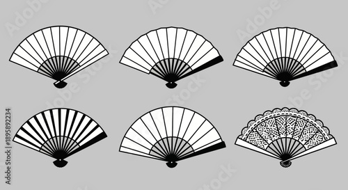 Elegant Hand Fans Collection, Black and White