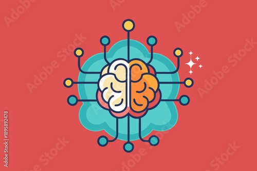brain energy core circuit rays icon