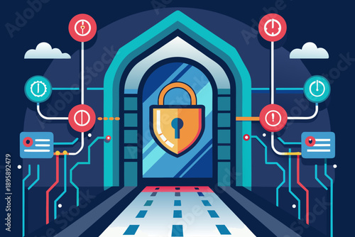 encrypted data tunnel flow icon
