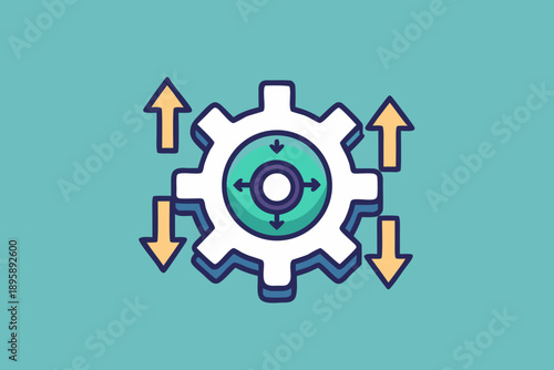 optimized workflow gear arrows icon