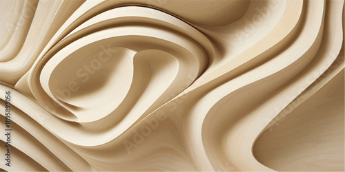 WebAbstract carved wood background with flowing topographic layers and smooth wavy lines.