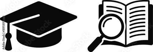 Black and white vector illustration of shoes and a golf ball for graduation and education icon design isolated on white background