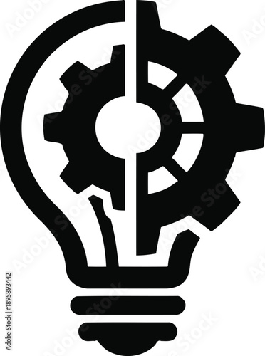 Innovative business solution with creative idea and gear