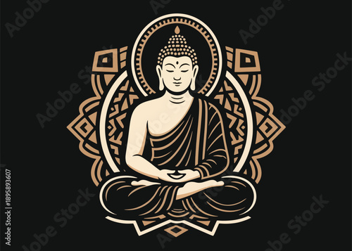 Buddha Meditation Illustrator Artwork Creative Design Template 