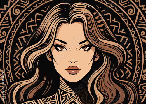 Beautiful Woman Face Vector Illustrator Artwork Creative Design Template 