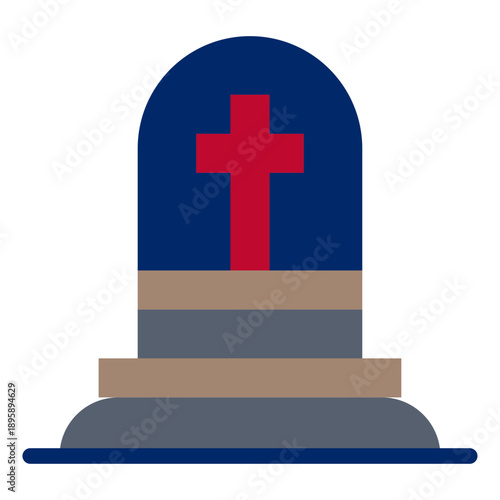 Eternal Remembrance: A simple yet solemn illustration of a tombstone bearing a prominent cross, symbolizing faith and remembrance. This image evokes feelings of reflection and reverence.