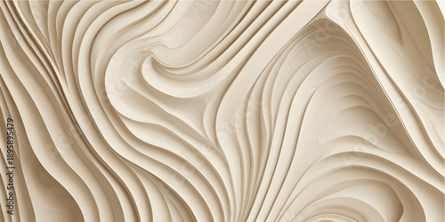 Detailed view of abstract wooden wavy layers creating a textured surface