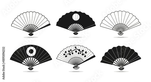 Elegant Hand Fans Collection. Japanese, Chinese Style