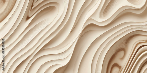 flowing wooden curves in abstract sculptural shapes with smooth lines warm minimal aesthetic copyspace concept of interior design, art installation