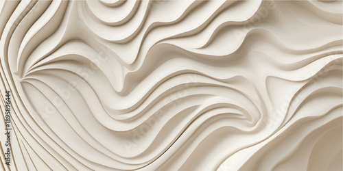 Abstract carved wood background with flowing topographic layers and smooth wavy lines.