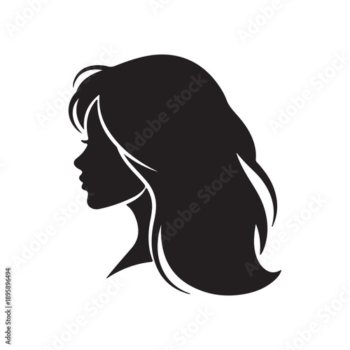 Virgo zodiac sign black glyph icon. Astrology, haircare fashion silhouette symbol on white space. Horoscope maiden, celestial birth sign. Young woman head with long hair vector isolated illustration
