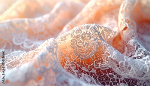 Delicate Peach Fruit Wrapped in Lace Fabric.