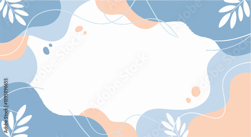 Serene abstract organic background design with soft flowing shapes and delicate botanical accents, perfect for tranquil presentations, modern banners, or minimalist graphic templates