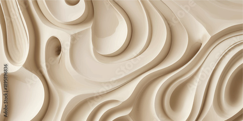 Smooth nature wood texture background with a brown chocolate wave pattern and orange silk swirls creates a light material design for a desert sand art wallpaper backdrop