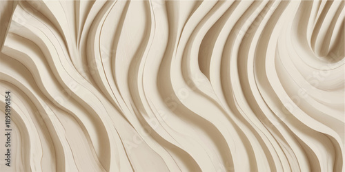 Luxury golden brown wood texture with smooth flowing fabric-like waves creating an elegant shiny background for design and decoration