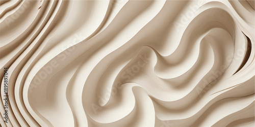 Abstract wood texture background with smooth wavy patterns and a satin-like liquid feel in warm natural tones