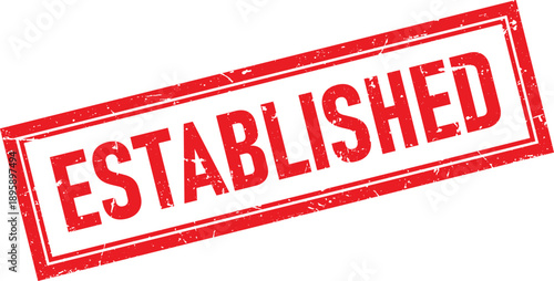 Established Text Red Grunge Rectangular Rubber Stamp on Isolated White Background