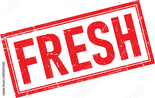 Fresh Rubber Stamp with Red Ink in Rectangular Shape and Grunge Texture