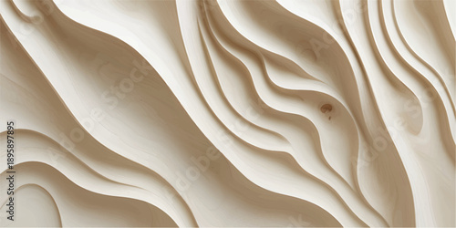 Modern Interior White Wooden Wall Texture With 3D Layered Carved Design For Architectural Background Use