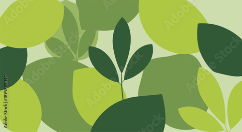 Dynamic abstract pattern of layered green leaves in varying shades, evoking a fresh and organic natural backdrop for eco-conscious designs and environmental themes