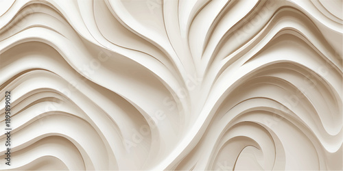Soft cream abstract background with gentle waves, transparent wood texture. Smooth, flowing curves with warm earthy tones create natural, organic, elegant feel. Refined design intricate detail,