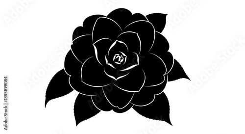 Elegant black silhouette of cascading floral garland featuring dense blossoms and trailing foliage designed for decorative wedding invitations or sophisticated border accents