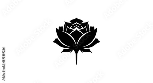 Elegant black floral wreath design silhouette featuring large blooms and detailed leafy branches suggesting celebration or traditional decoration elements