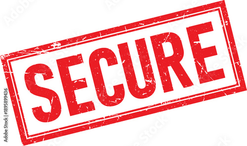 Red Distressed Rectangle Rubber Stamp with Secure Text Isolated on White