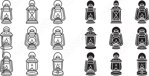  vector icon. Outdoor wall garden light lamp. Street light. Old style metal electricity lamp.