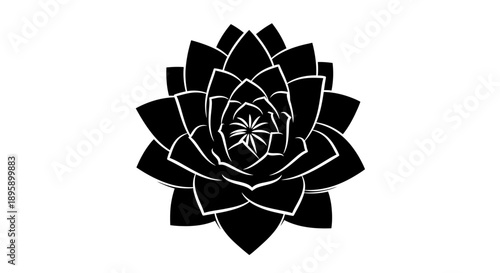 Delicate black silhouette of a flowering cherry blossom branch gracefully cascading downwards showcasing spring bloom against a crisp white background for design elements