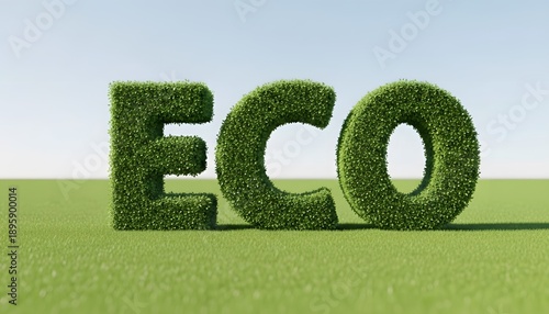ECO Topiary Hedge Letters, Green Living Sustainable Concept, Garden Nature Typography