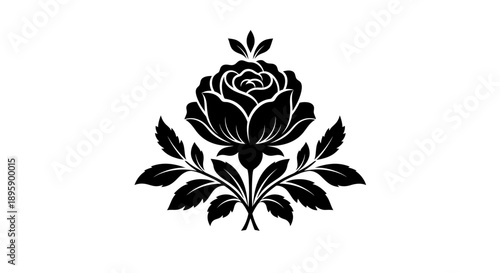 Stylized black and white graphic illustration of a blooming lotus flower symbolizing peace tranquility and spiritual enlightenment in graphic design