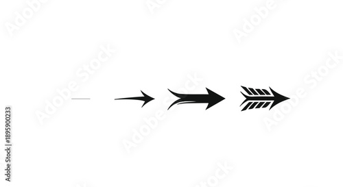 Series of arrows showing progression and growth from small to large.