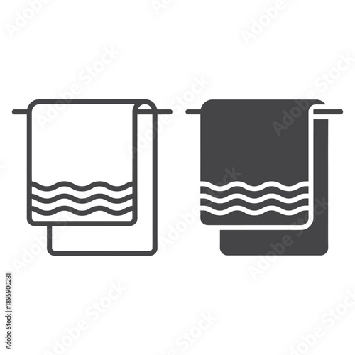 Two towels hanging on racks one outlined and one filled