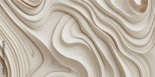 flowing wooden curves in abstract sculptural shapes with smooth lines warm minimal aesthetic copyspace concept of interior design, art installation