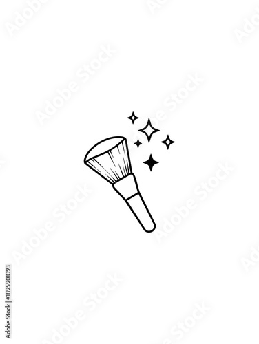 Cosmetic brush icon on black background for beauty and fashion design