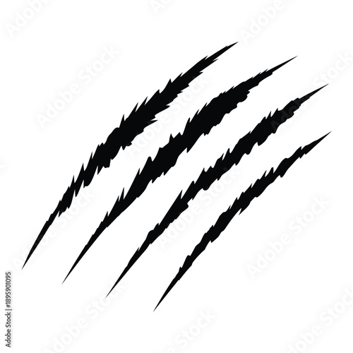 Black claw marks resembling animal scratches on a white background