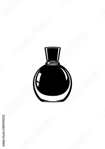 Elegant perfume bottle silhouette on black background