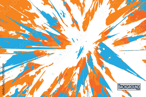 Wallpaper Mural Energetic Orange and Blue Radial Splatter Burst Torontodigital.ca