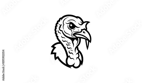 Minimal bold wild turkey head vector icon for sports, gaming, and esports mascots